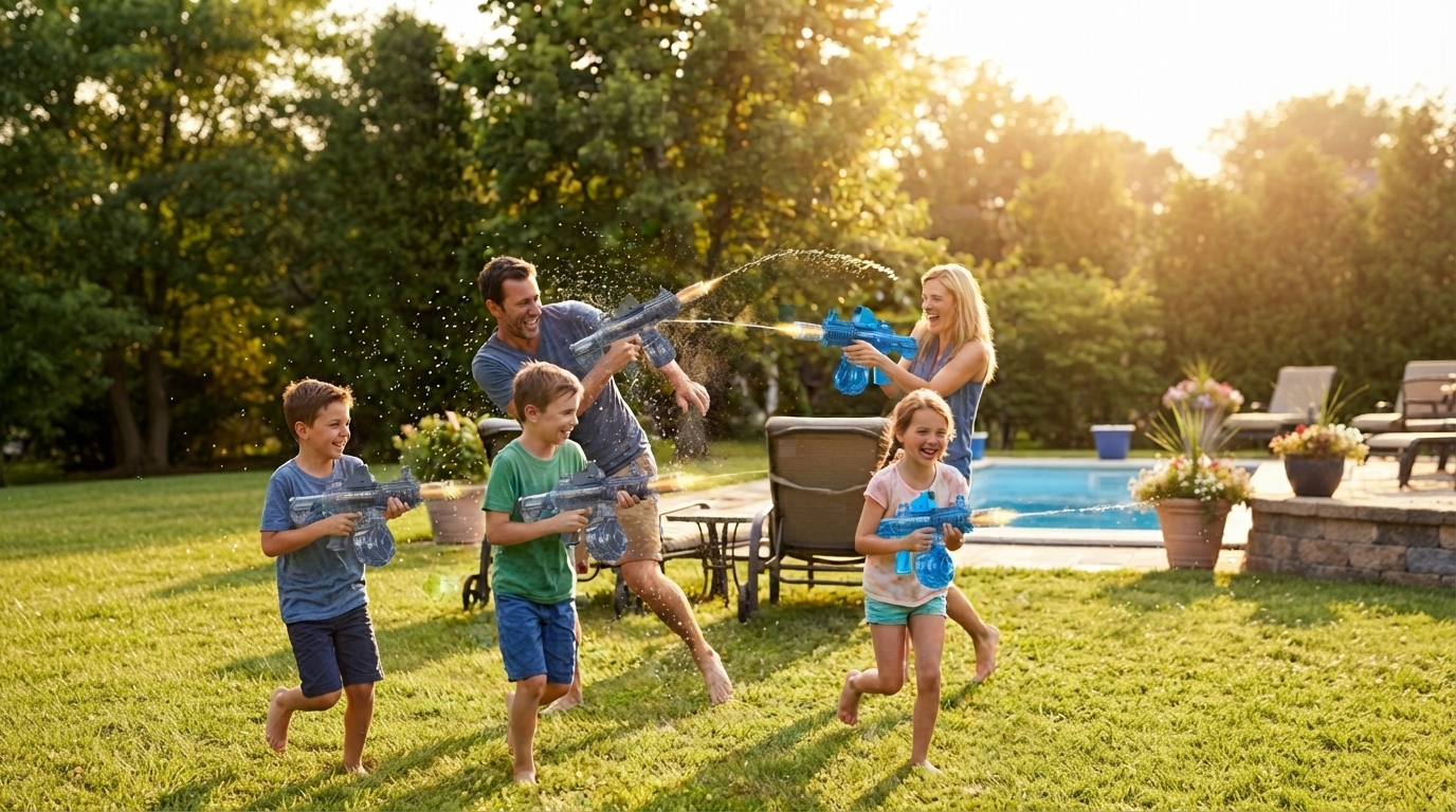 Familia divirtiéndose con AquaVolt M416